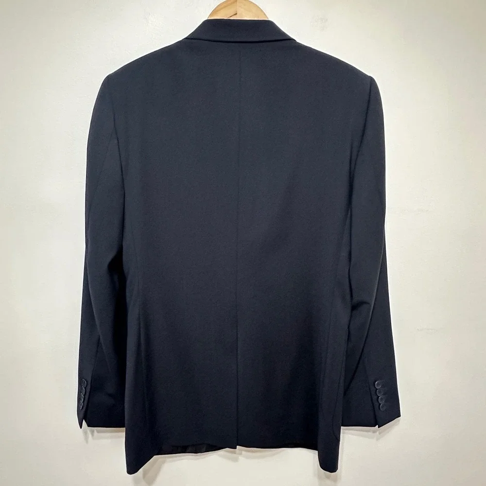Lacoste Sport Coat Mens Medium 40 Navy Blue Wool Blend Pick Stitch Blazer Preppy
